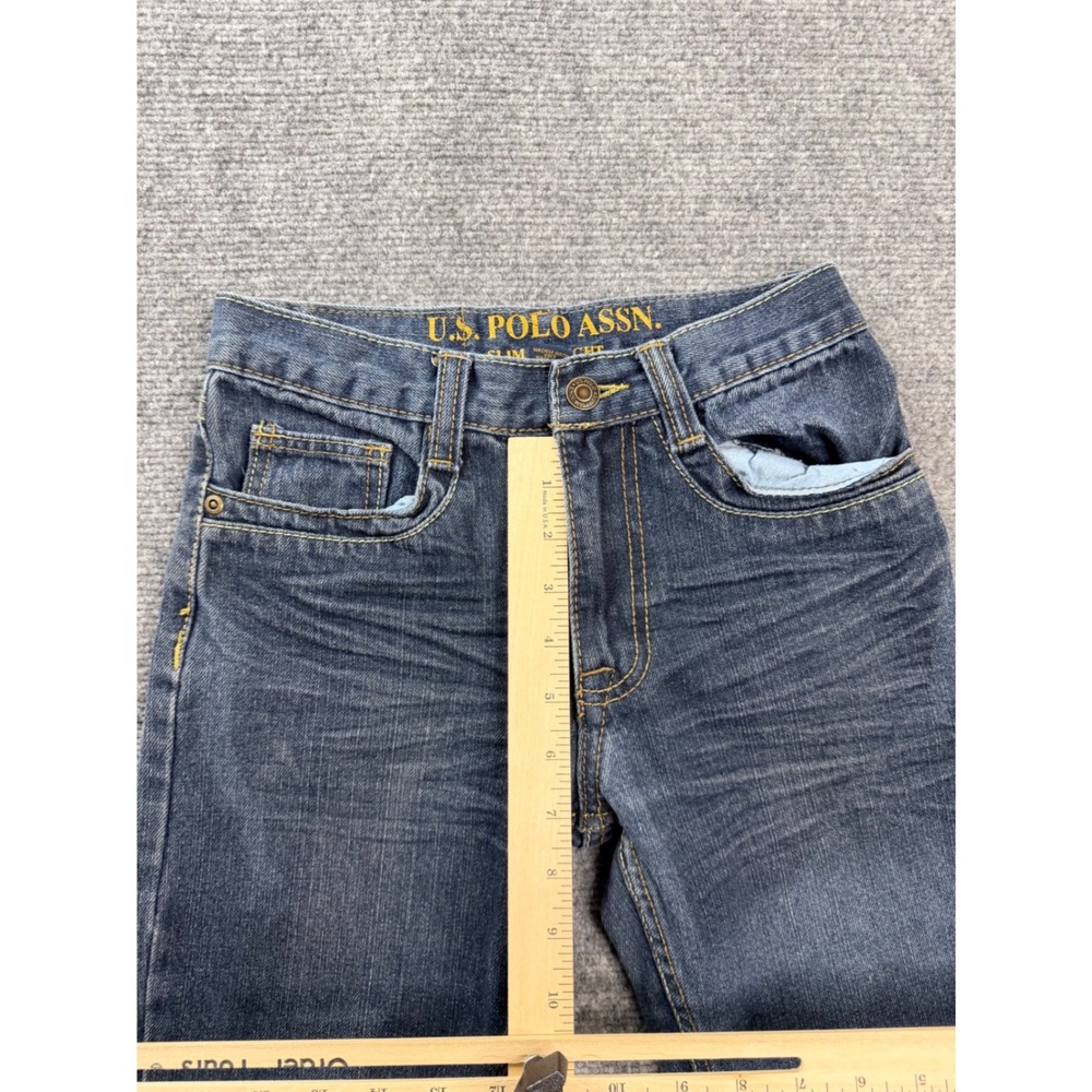 US Polo Assn Kids Boys Size 12 Slim Straight Jeans Blue Denim Embroidered Vtg - Picture 7 of 12
